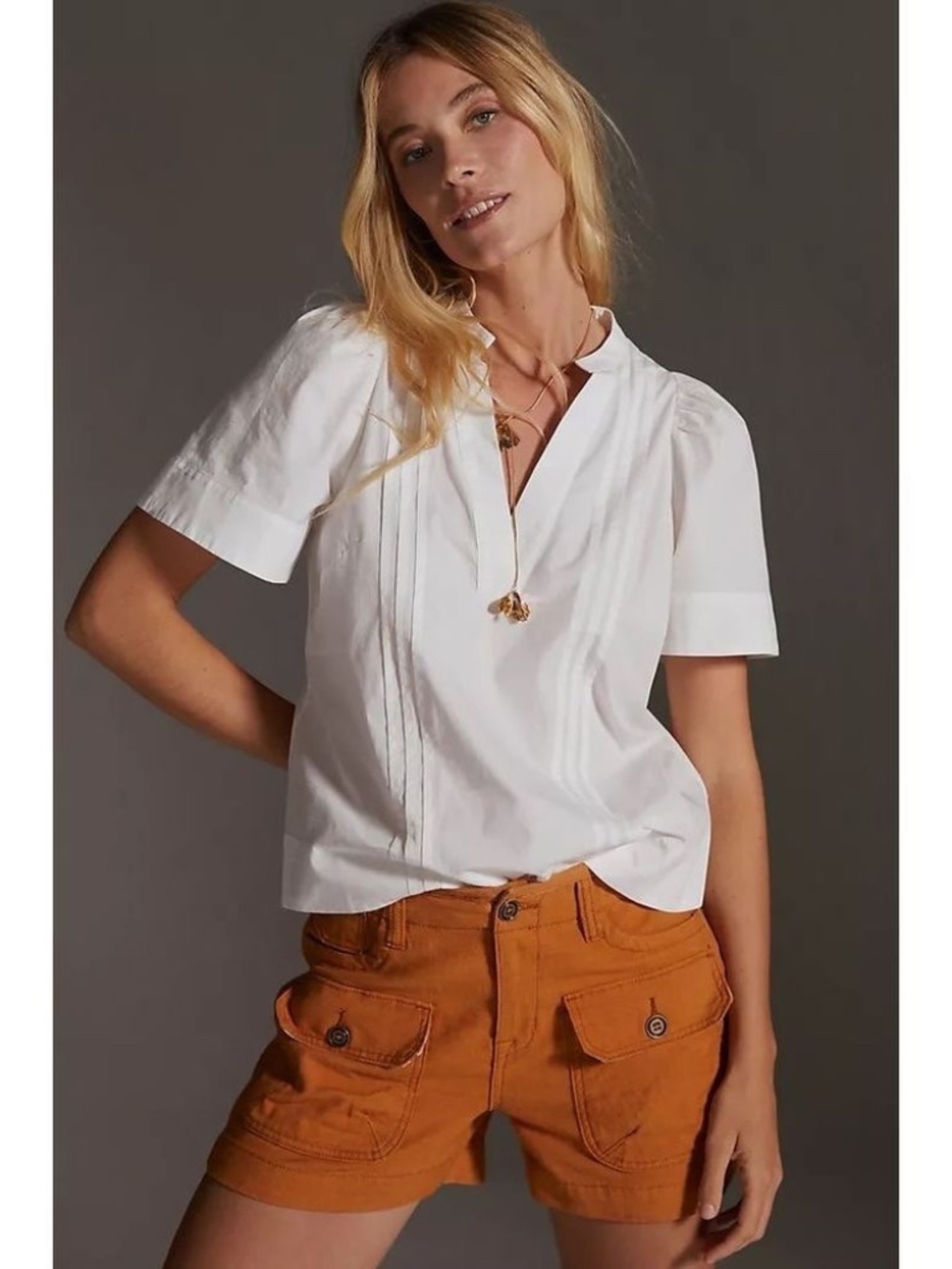 NWT Anthropologie Maeve Poplin Pintuck Blouse in White 12